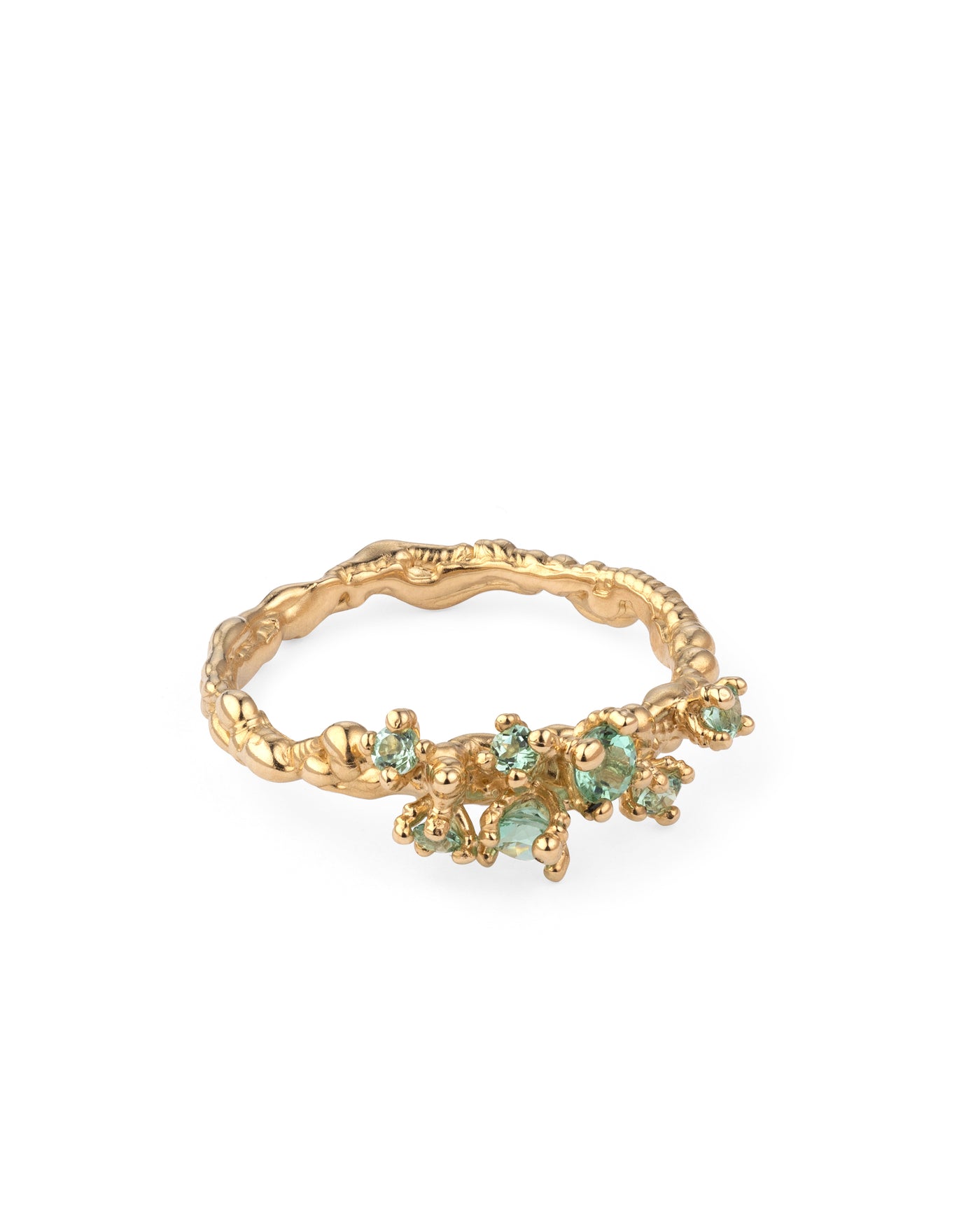 14 k yellow gold ring with tourmalines "---"
