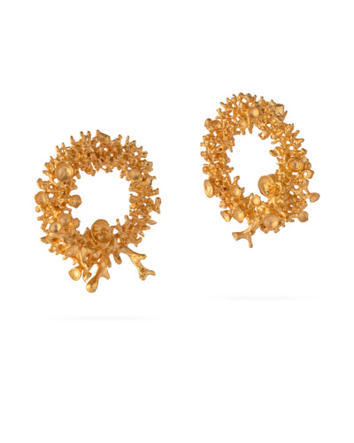 Gold plated silver earrings " CORAL DANCE "