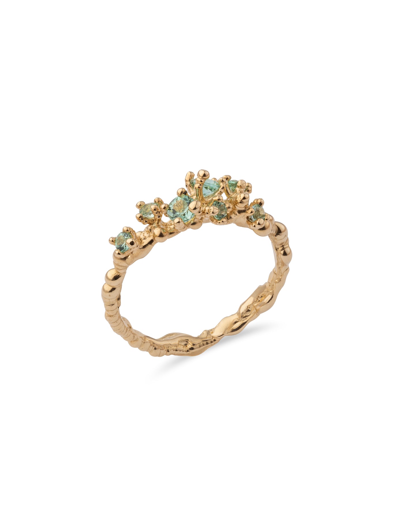 14 k yellow gold ring with tourmalines "---"