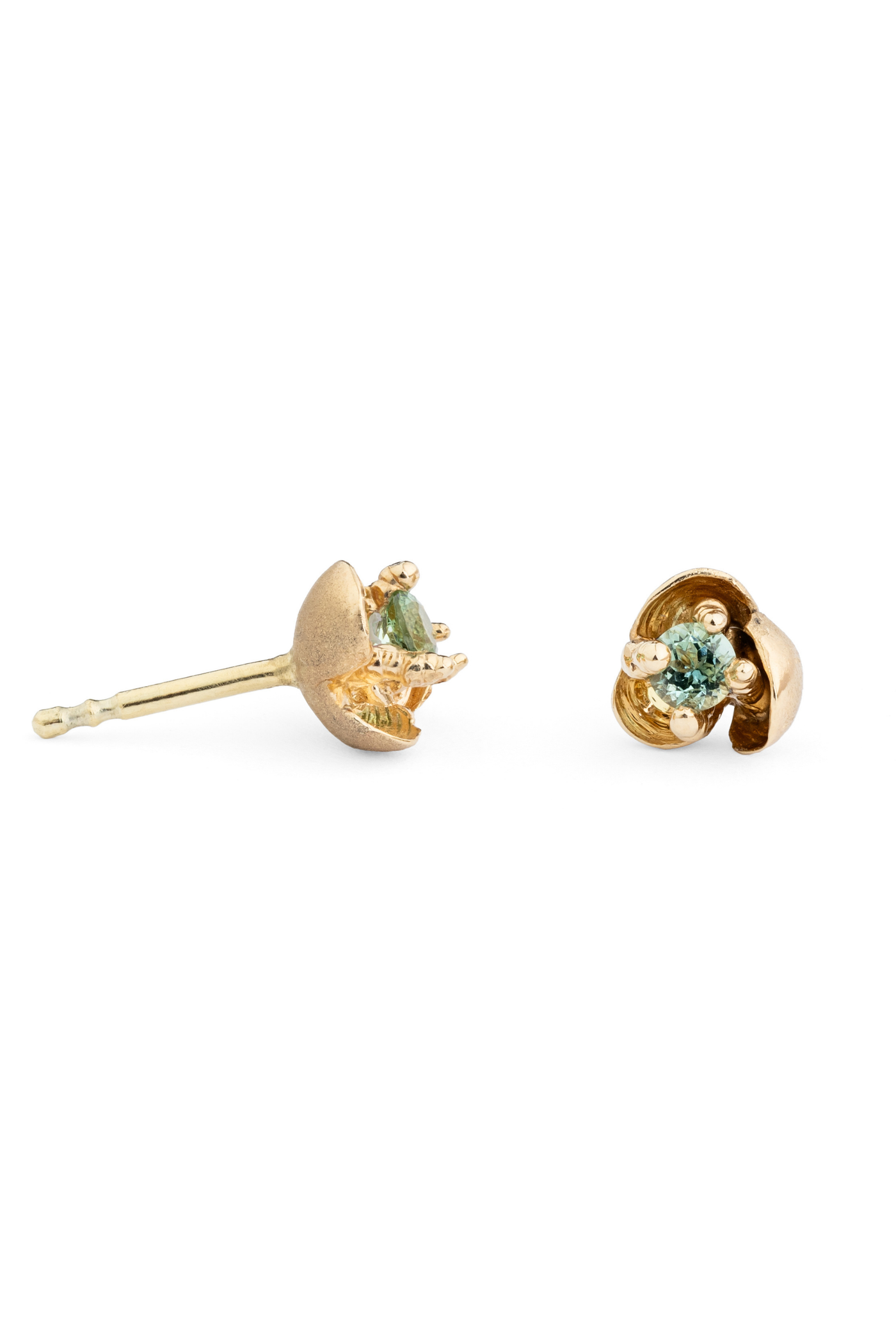 14k Yellow Gold Stud Earrings with Tourmaline – Flowers of Happiness