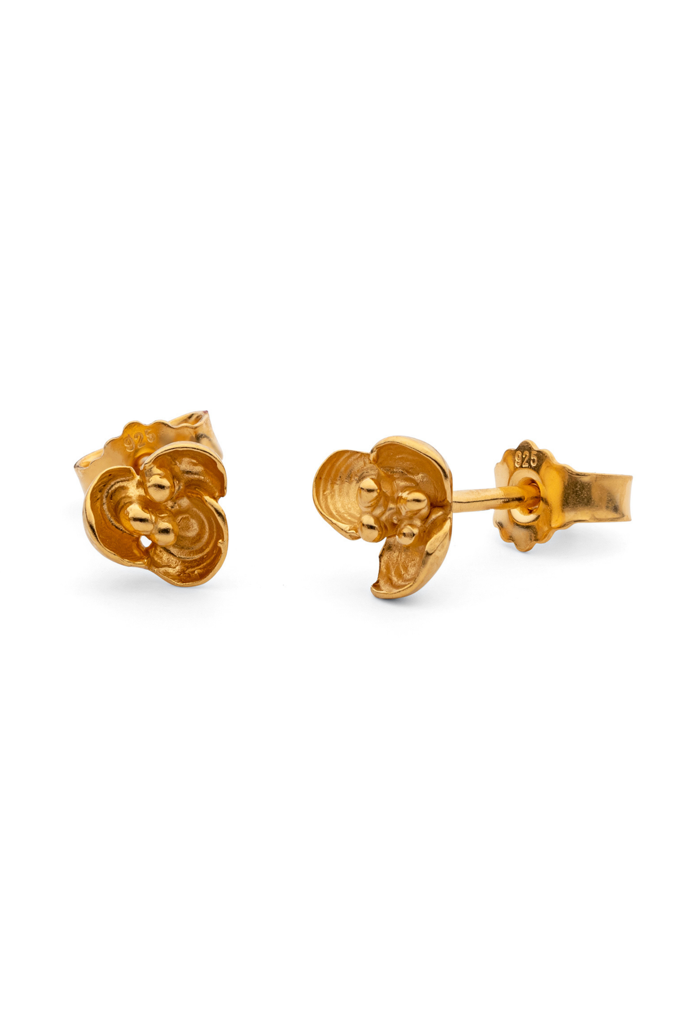 Gold-Plated Silver Stud Earrings – Flowers of Happiness