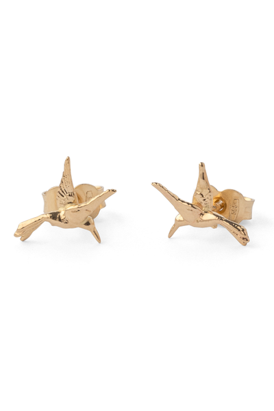 14k Yellow Gold Stud Earrings – The Hummingbird of Joy