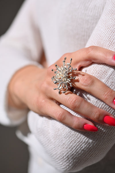 Silver Ring – White Coral Growth