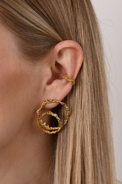 Gold-Plated Silver Earrings – Cuff of Coral