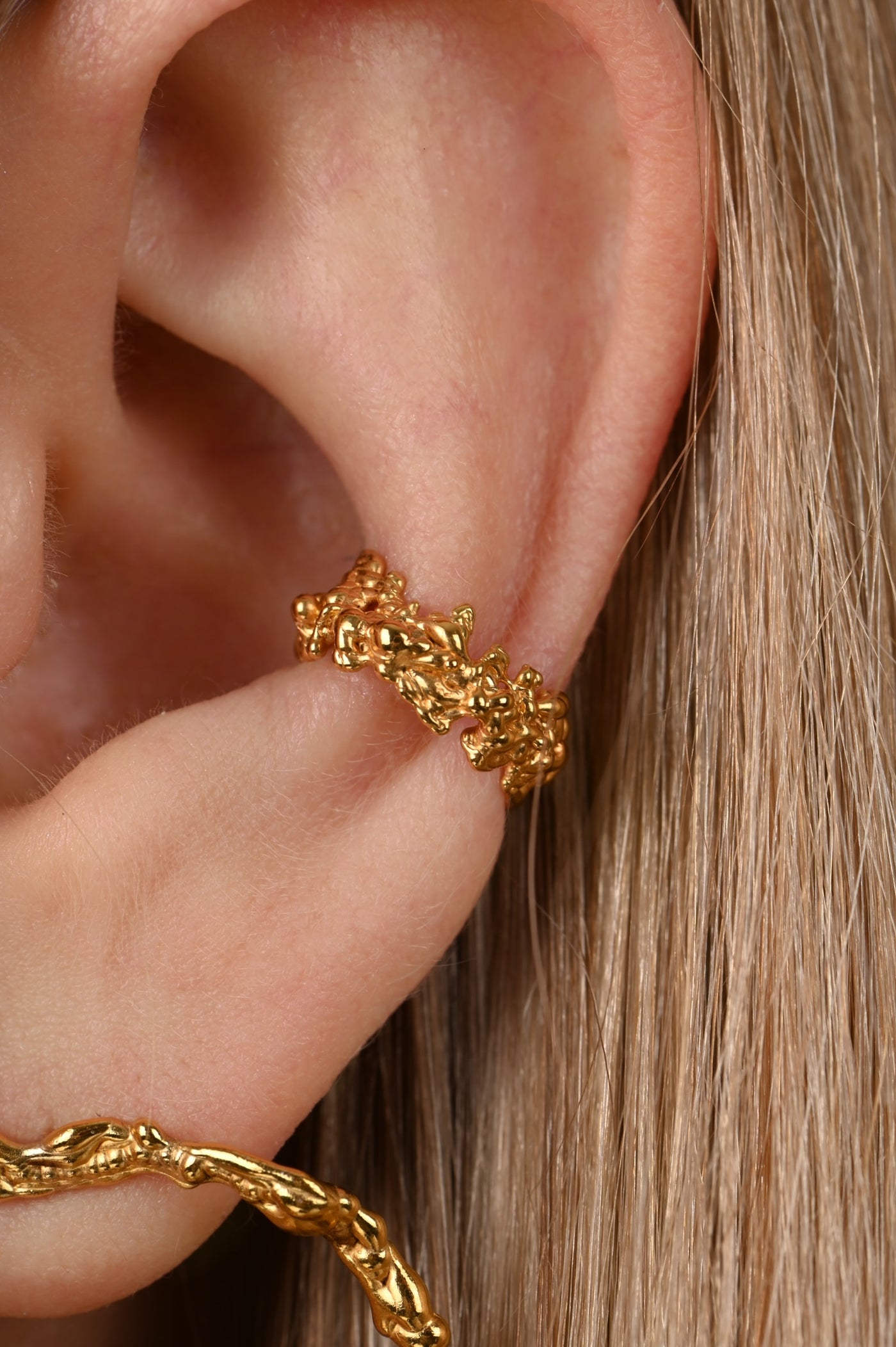 Gold-Plated Silver Earrings – Cuff of Coral