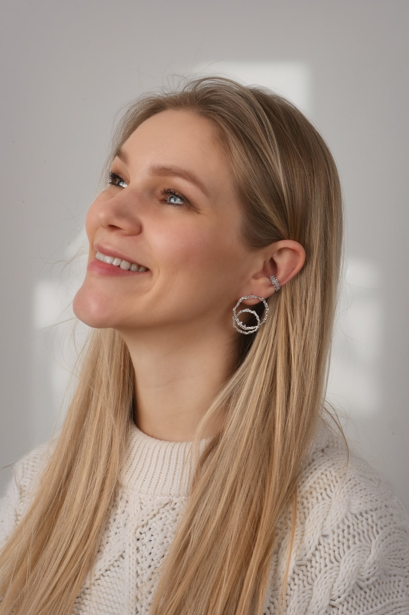 Silver Earrings – Cuff of Coral