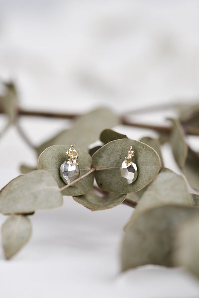 Silver and 14ct gold earrings "THE ADVISERS WHITE"