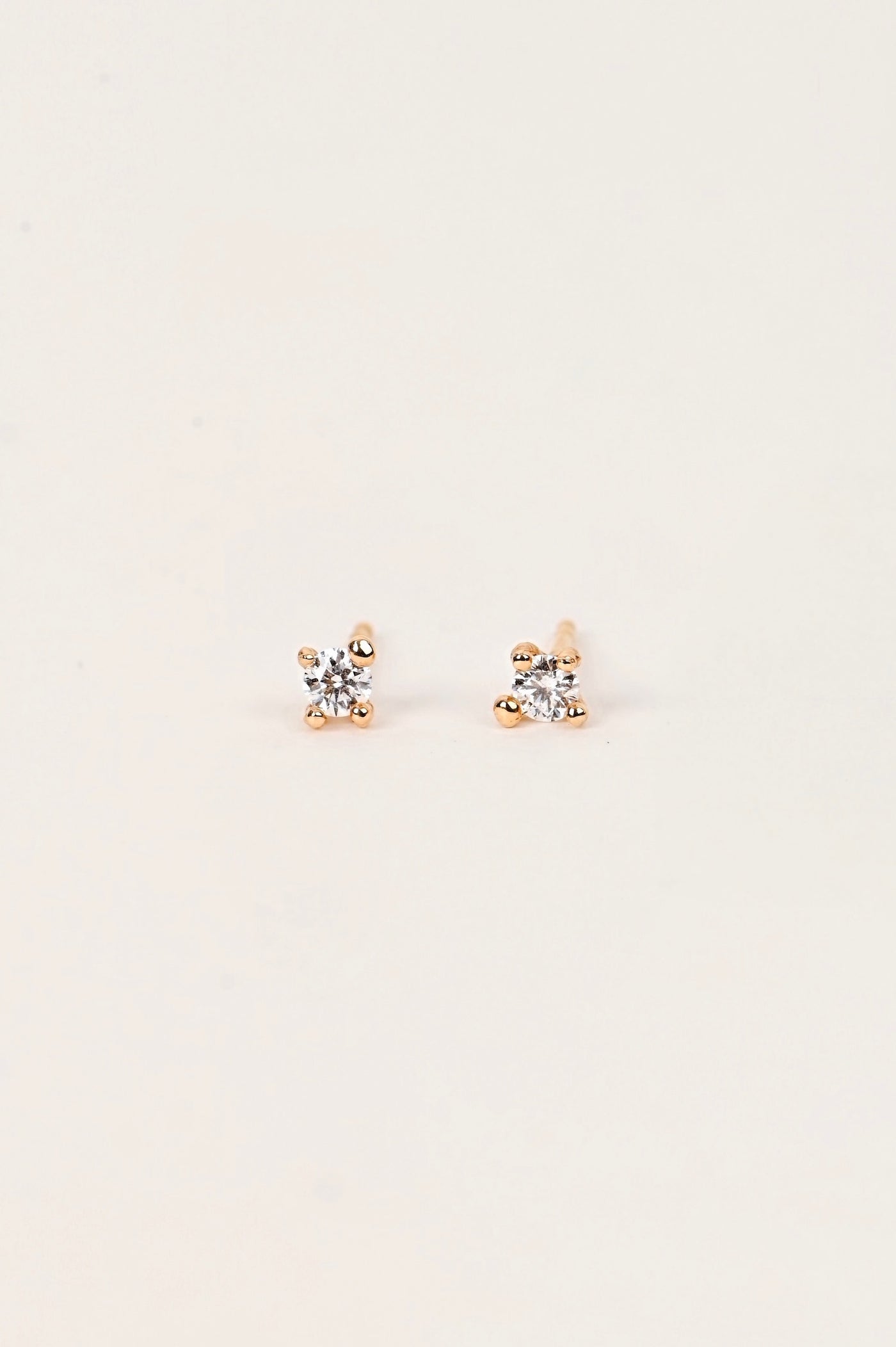 14k Yellow Gold Stud Earrings with Diamonds – Small Coral Shine