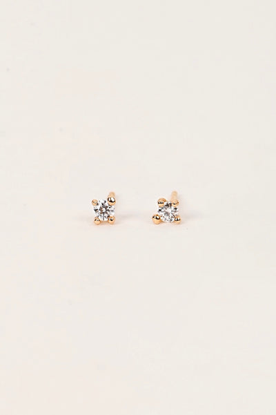 14k Yellow Gold Stud Earrings with Diamonds – Small Coral Shine