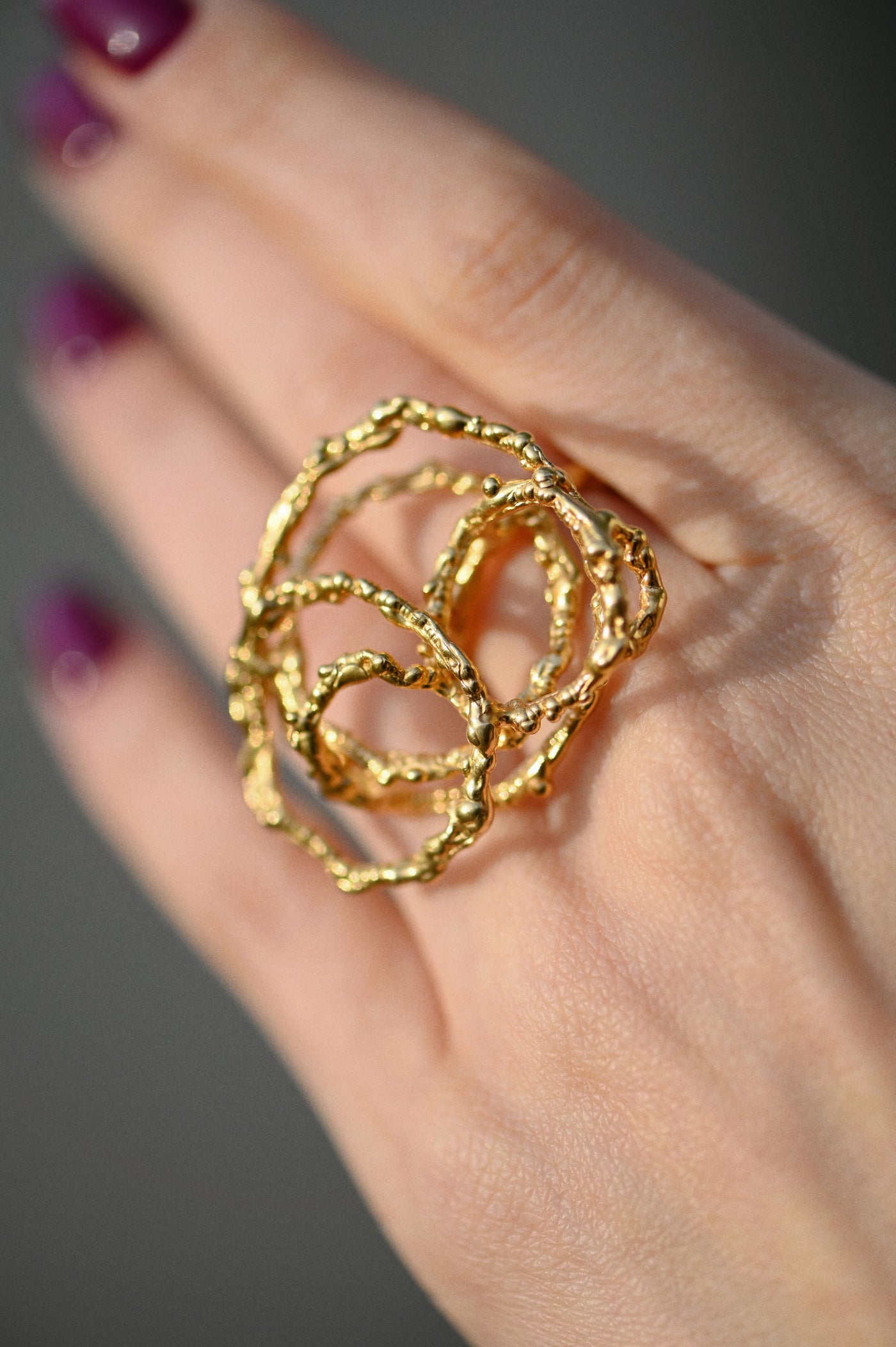 Silver ring gold plated "ORGANIC"