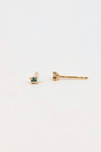 14k Yellow Gold Stud Earrings with Tourmalines – Small Coral Shine