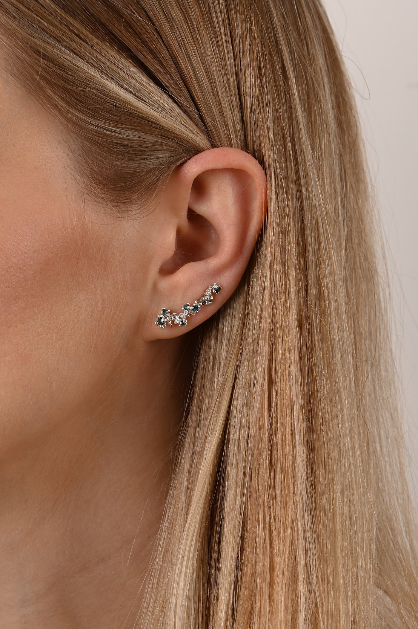 14k White Gold Earring with Tourmalines – Climber