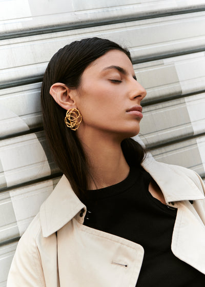 Gold plated silver earrings "ORGANIC"