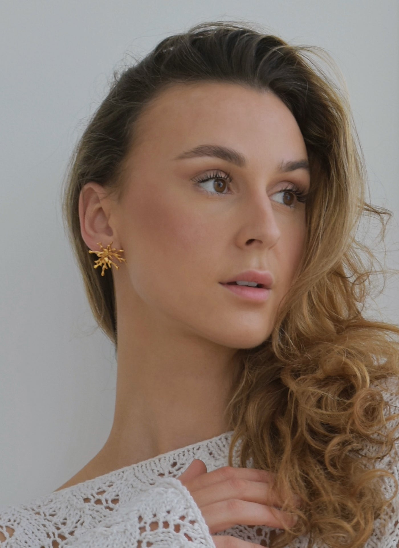 Gold plated silver earrings " Coral Growth"