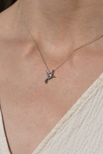 14k gold necklace "WHITE GOLD COLIBRI"