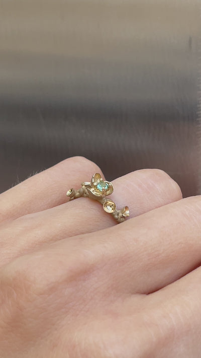 14k Yellow Gold Ring with Tourmaline – The Green Flower