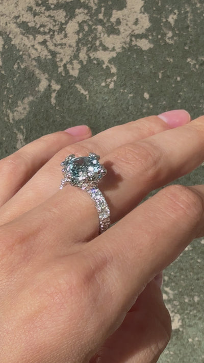 18k White Gold Ring with Aquamarine and Brilliants  – Courage to know your Heart