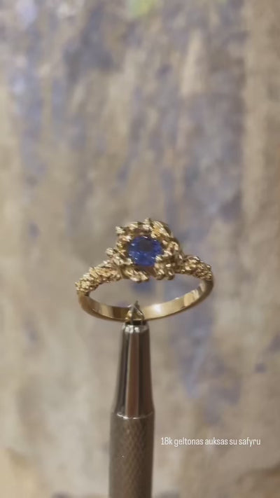 14k Yellow Gold Ring with Sapphire – The Golden Flower