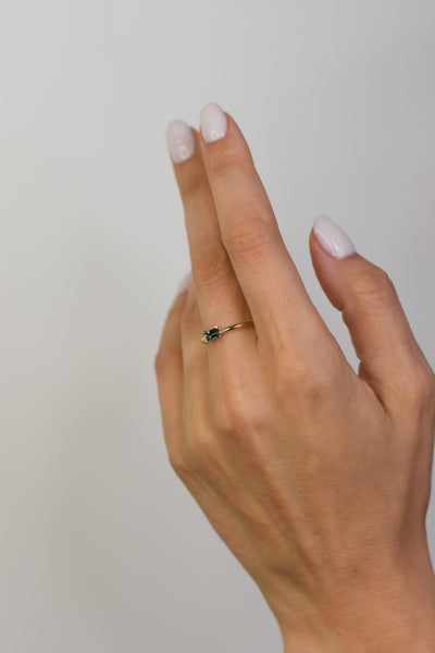 14 k yellow gold ring with tourmaline "Light of the Angles"