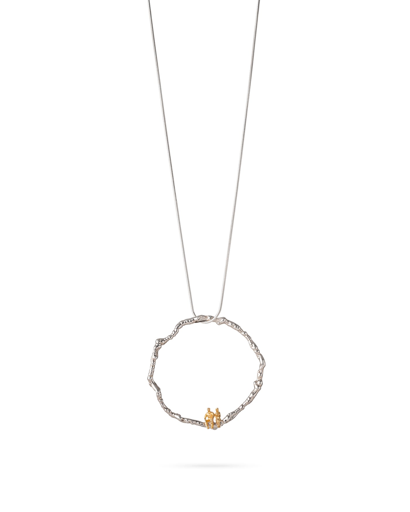 18 k gold and silver necklace "TOGETHER ON THE ROAD"