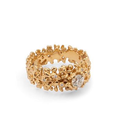 18k Yellow Gold Ring with Diamonds – Royal Sea Crown