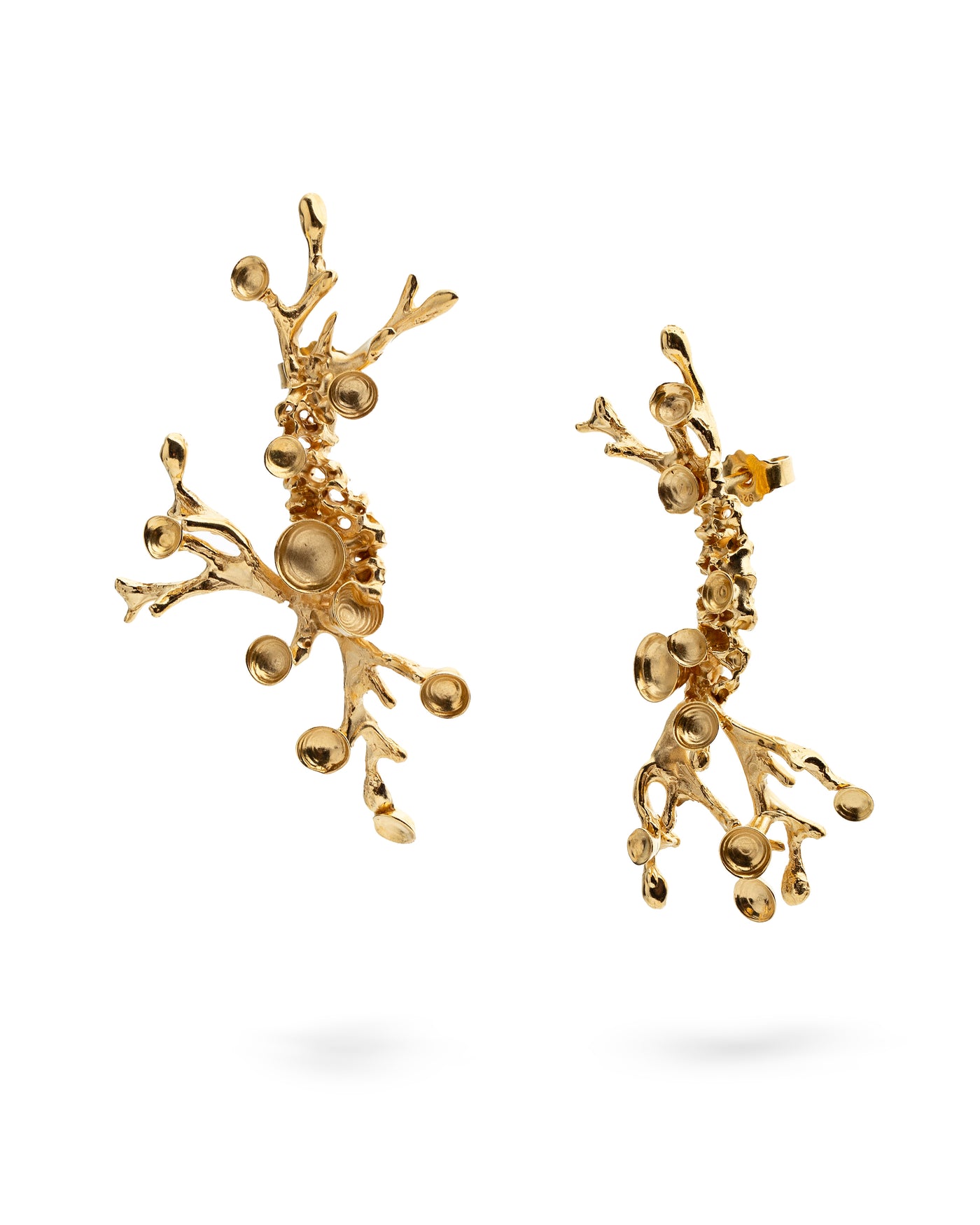 Gold plated Silver Earrings - Coral Diamonds
