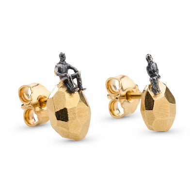 The Gold plated, Oxidized Silver Earrings - The Advisers