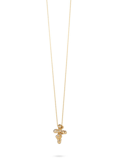 14 k gold with diamonds necklace "THE CROSS"