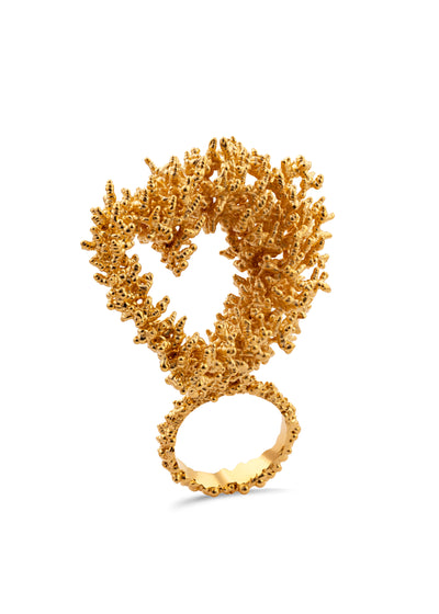 Gold plated silver ring "GRATITUDE TO NATURE"