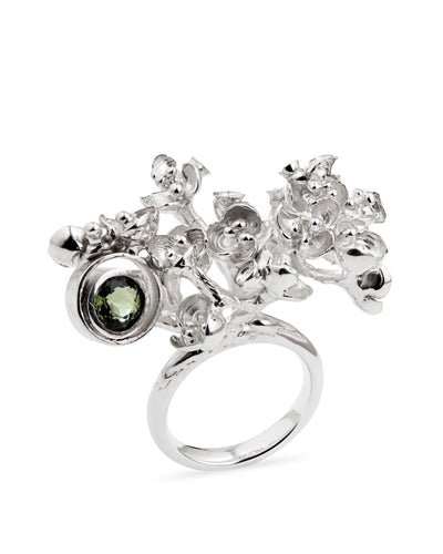 Silver ring with turmaline "FLOWERING"