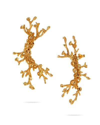 Gold plated silver earrings "BIG CORAL DIAMOONDS"