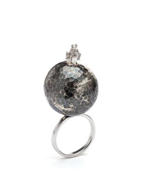 Oxidized Silver Ring, sculpture jewelry, Ernesta Statkute